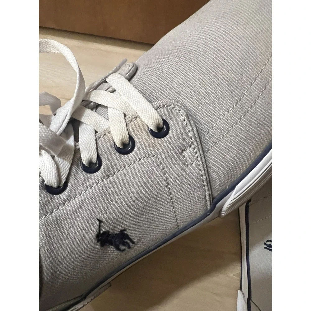 Ralph Lauren Polo Faxon Low Sneakers Men's 13D Gray Canvas Lace Up‎ Flower Print